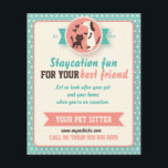 Teal Retro Cat and Dog Pet Sitter Flyer<br><div class="desc">Use this pet sitter flyer to promote your pet sitting business. By clicking the customize button you can easily change all the text, and add your own business details. Use the space on the back of the flyer to add the services you're offering, instructions how to find you on social...</div>