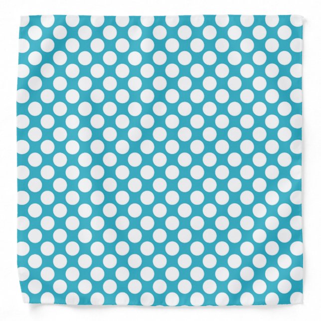 Teal Retro Colorful Modern Polka Dot Pattern Bandana (Front)