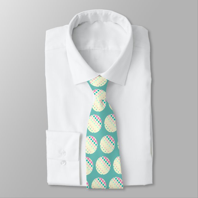 Teal Retro Dots Tie (Tied)