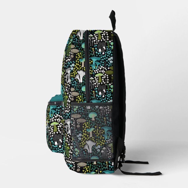 Teal Retro Mushroom Printed Backpack | Zazzle display picture 3