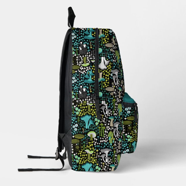 Teal Retro Mushroom Printed Backpack | Zazzle display picture 1