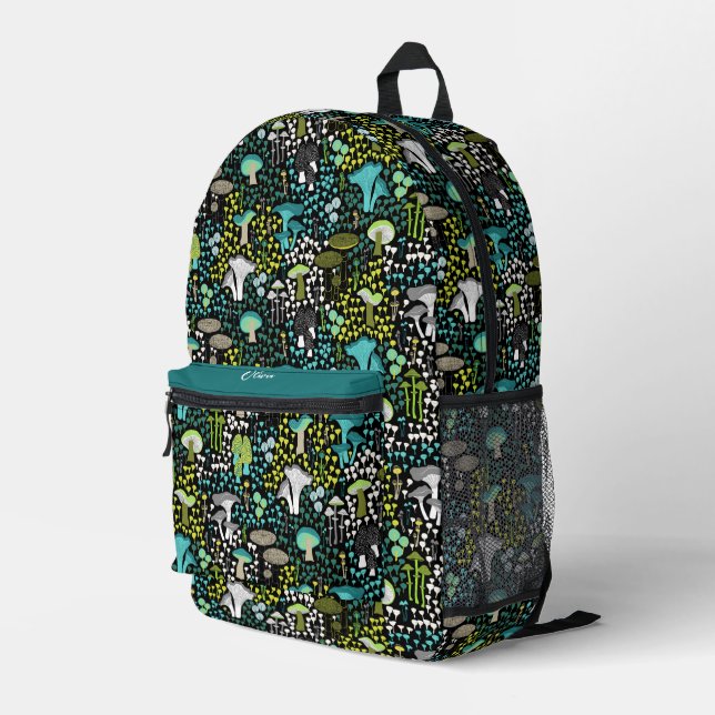 Teal Retro Mushroom Printed Backpack | Zazzle