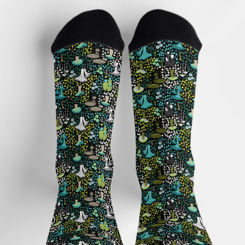 Teal Retro Mushroom Socks