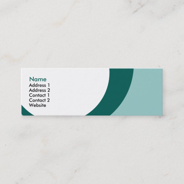 teal retro rings mini business card (Front)