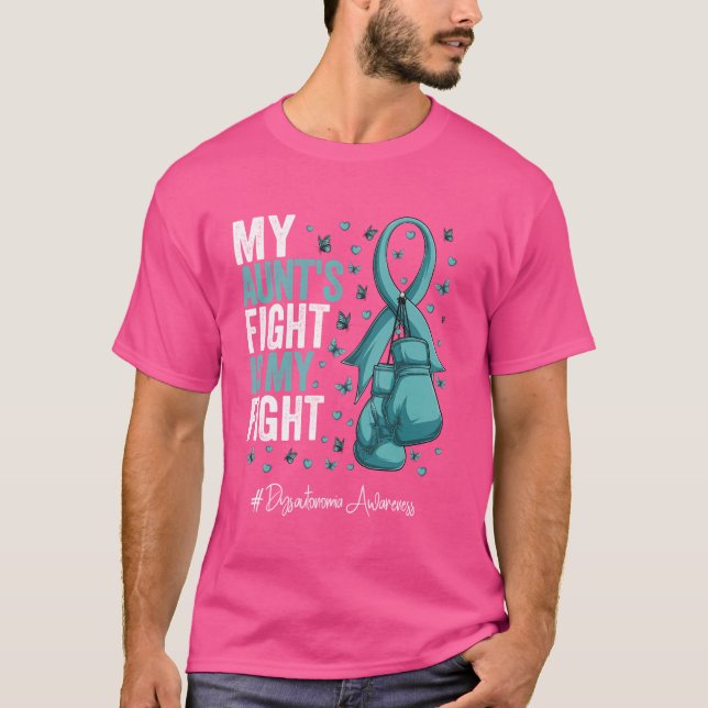 Teal Ribbon Aunt Dysautonomia Awareness T-Shirt (Front)
