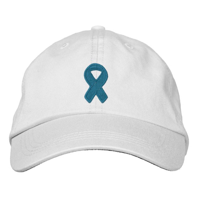 Teal Ribbon Awareness Embroidered Baseball Cap (Front)