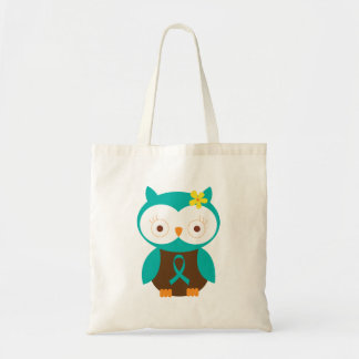 Teal Ribbon Awareness Owl Tote Bag