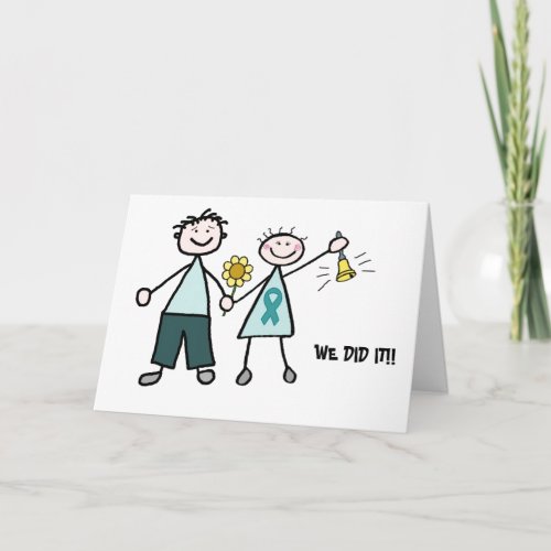 Teal Ribbon Chemo Bell Couple Greeting Card