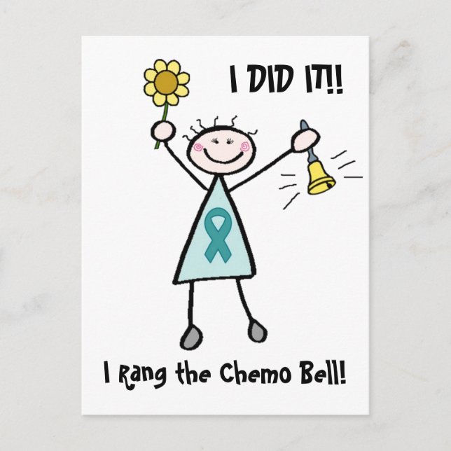 Teal Ribbon Chemo Bell Postcard (Front)