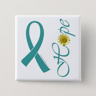 Teal Ribbon Hope Button