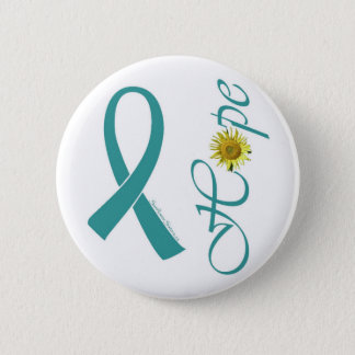 Teal Ribbon Hope Ovarian Cancer Pinback Button