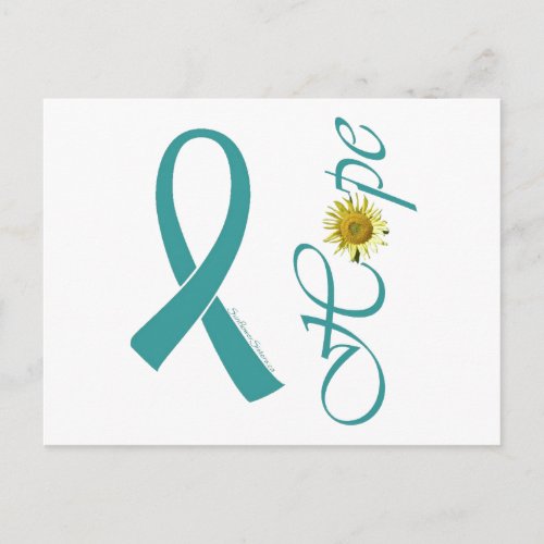 Teal Ribbon Hope Ovarian Cancer Postcard