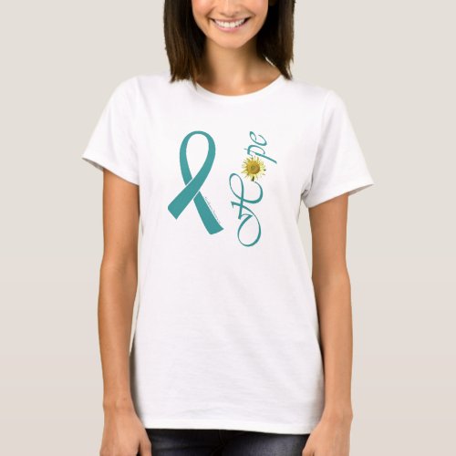 Teal Ribbon Hope Ovarian Cancer T_Shirt