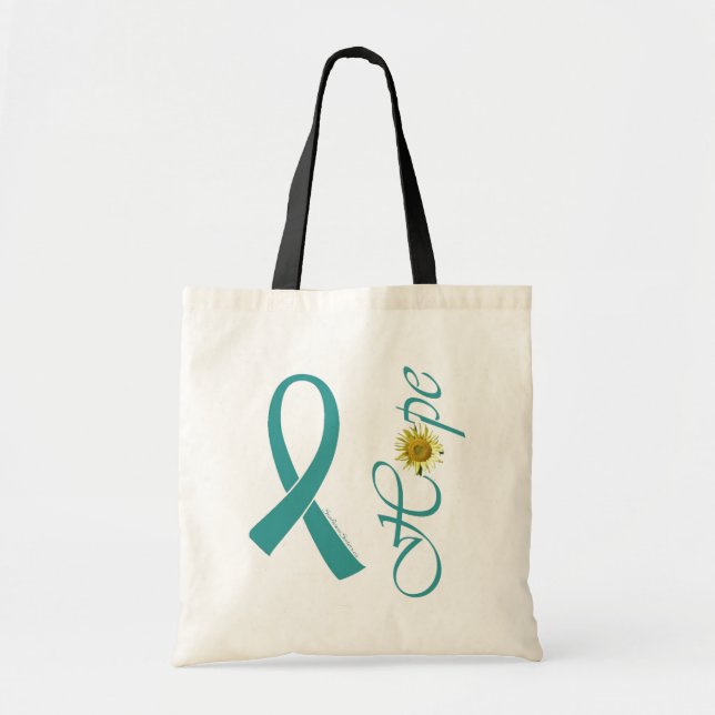 Teal Ribbon Hope Tote Bag (Front)