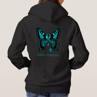 Teal Ribbon I will survive! Butterfly Hoodie