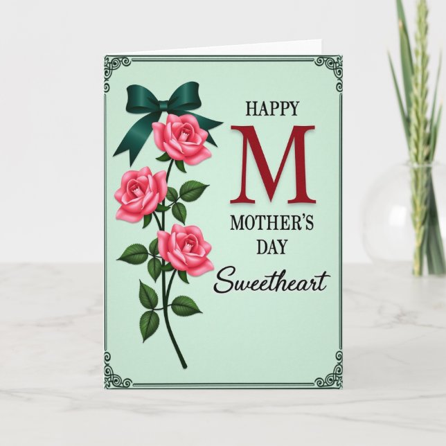 Teal Ribbon Mothers Day Wish Card (Front)