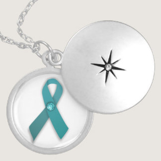 Teal ribbon necklace