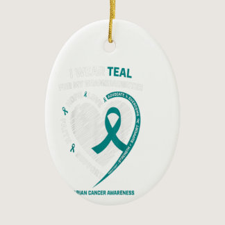 Teal Ribbon Ovarian Cancer Awareness Gifts Grandda Ceramic Ornament