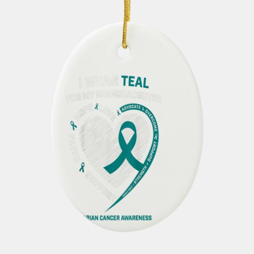 Teal Ribbon Ovarian Cancer Awareness Gifts Grandda Ceramic Ornament