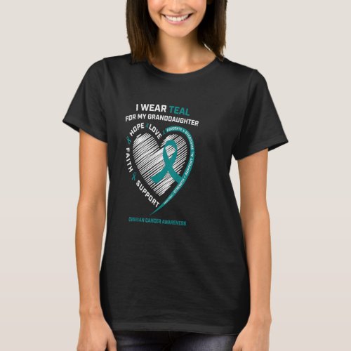 Teal Ribbon Ovarian Cancer Awareness Gifts Grandda T_Shirt