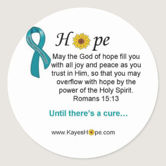Teal Ribbon Ovarian Cancer Hope Classic Round Sticker