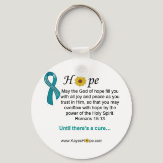 Teal Ribbon Ovarian Cancer Hope Keychain