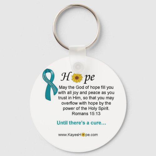 Teal Ribbon Ovarian Cancer Hope Keychain