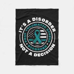 Teal Ribbon Post Traumatic Stress Disorder Awarene Fleece Blanket