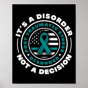 Teal Ribbon Post Traumatic Stress Disorder Awarene Poster