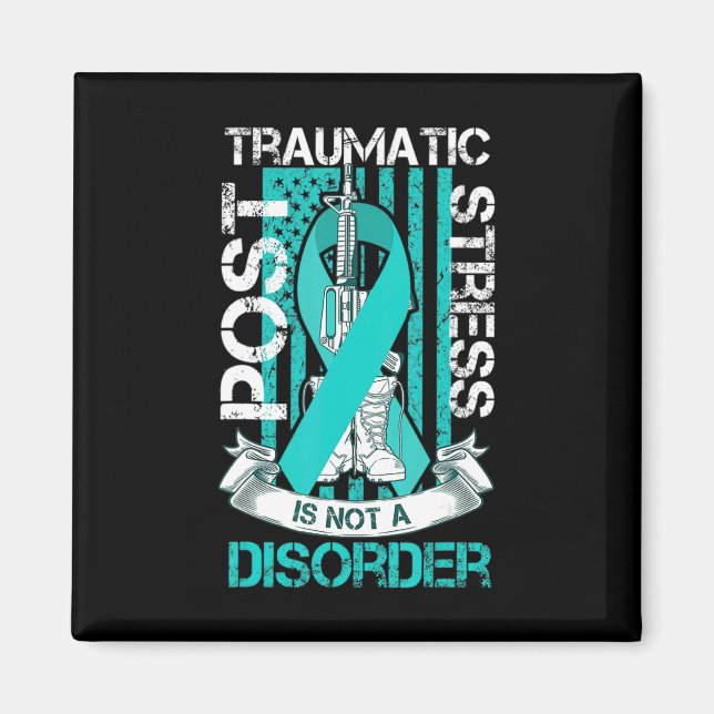 Teal Ribbon Post Traumatic Stress Flag Ptsd Awaren Magnet (Front)