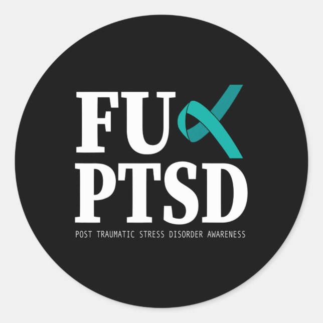Teal Ribbon Ptsd Awareness - Support Stress Awaren Classic Round Sticker (Front)