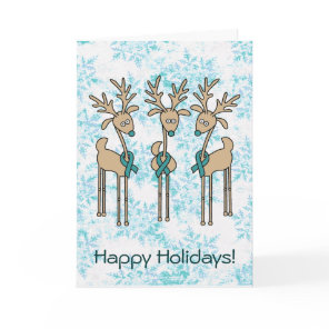 Teal Ribbon Reindeer (Uterine Cancer) Holiday Card