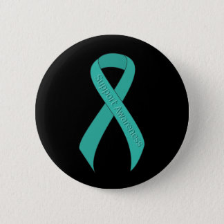 Teal Ribbon Support Awareness Pinback Button