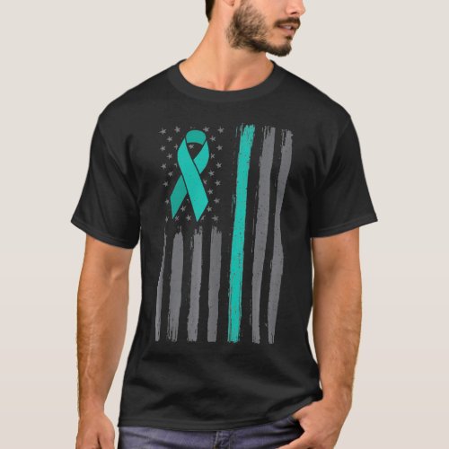 Teal ribbon us  ovarian cancer awareness  T_Shirt
