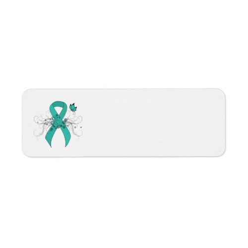 Teal Ribbon with Butterfly Label