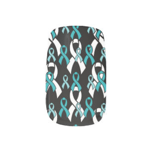 Teal Ribbons/Dark Minx Nail Art
