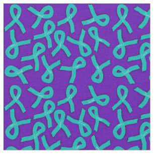 Teal Ribbons Fabric