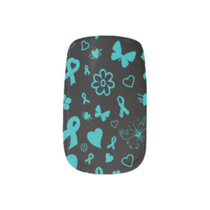 Teal Ribbons/Multi Minx Nail Art