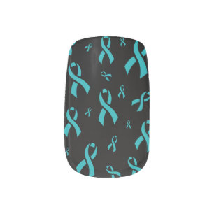 Teal Ribbons/Multi Minx Nail Art