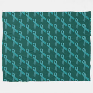 Teal Ribbons Tiled Pattern Fleece Blanket