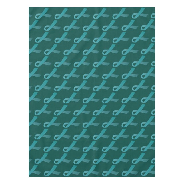 Teal Ribbons Tiled Pattern Tablecloth (Front)