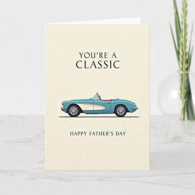 Teal Roadster Fathers Day Card (Front)