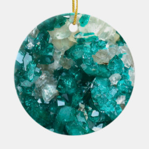 Teal Rock Candy Quartz Ceramic Ornament