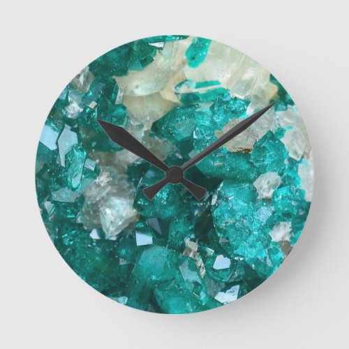 Teal Rock Candy Quartz Round Clock