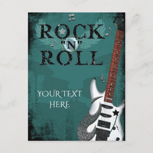 Teal Rock N Roll Star Birthday Party Event Invitation Postcard