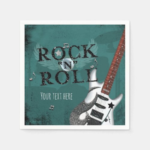 Teal Rock N Roll Star Birthday Party Event Paper Napkins