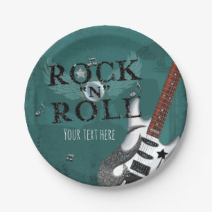 Teal Rock N Roll Star Birthday Party Event Paper Plates