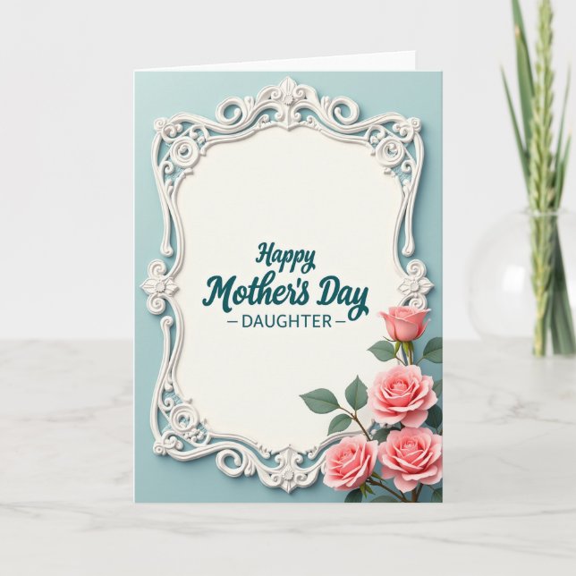 Teal Rococo Mothers Day Card (Front)