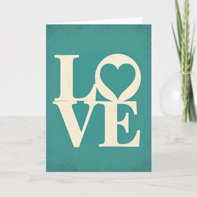 Teal Romantic Love Card (Front)