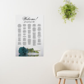 Teal Rose Alphabetical Seating Chart Welcome Foam Board
